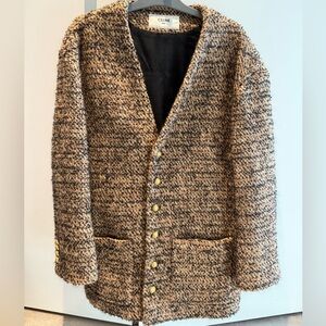 Celine Tweed Button-Up Jacket